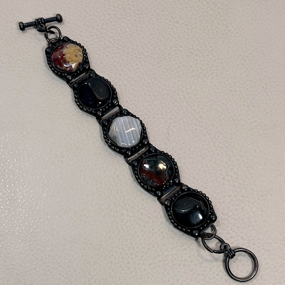 Unique Natural Stone Bracelet in Metal Setting